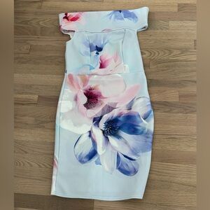 Lipsy London Off the Shoulder Flower Dress Size 12